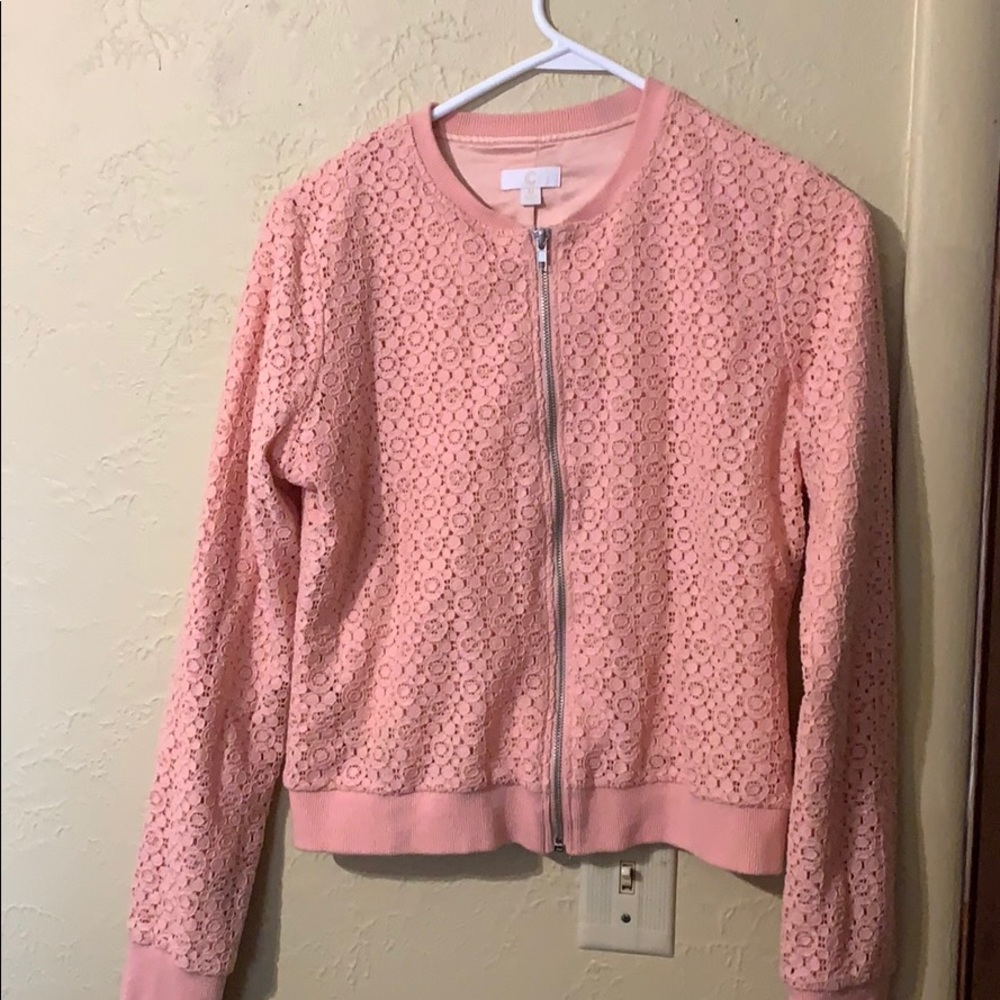 Coral pink flowery jacket